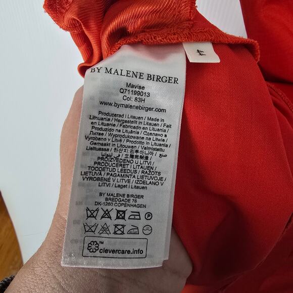 By Malene Birger Mavise Maxi Dress Sleeveless Sateen Orange with Pockets Size 44 - Picture 6 of 11